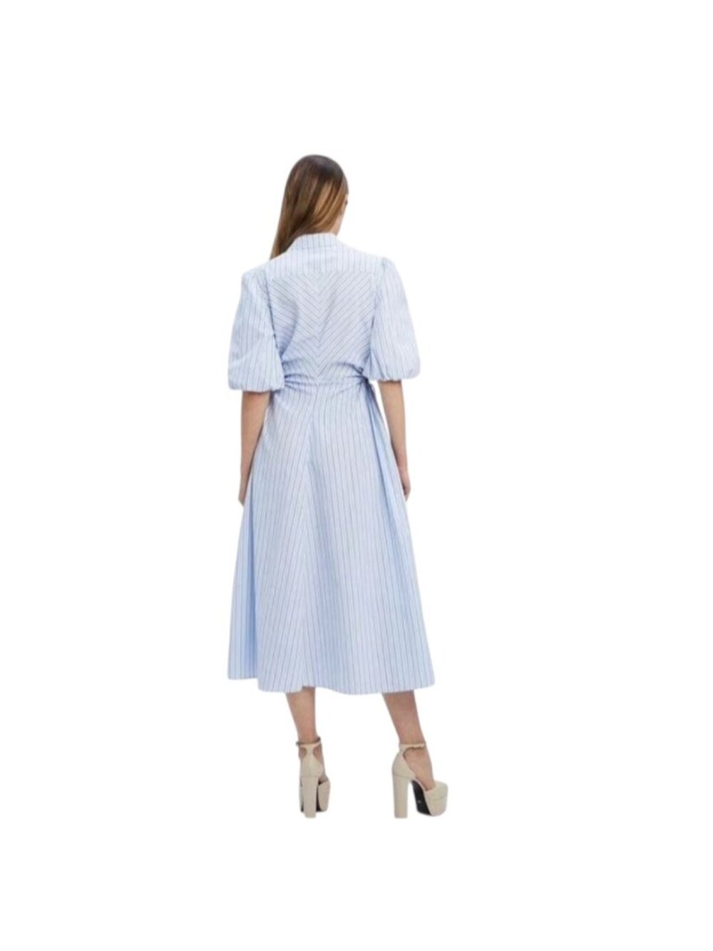 Bardot Cut Out Striped Maxi Dress Blue Size XS Coastal Preppy Cottagecore Summer - Picture 12 of 15
